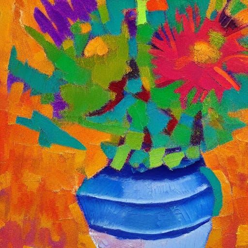 flower vase, impasto, abstract, minimalist, naive, flower va...