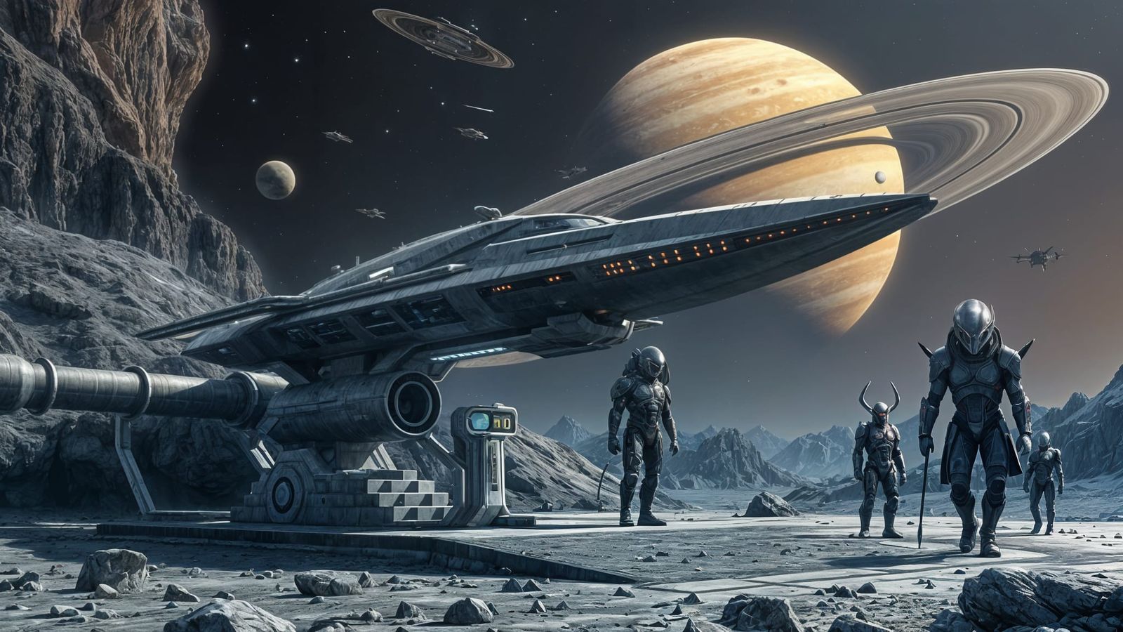 Klingon Ship Refuels at Asteroid Gas Station