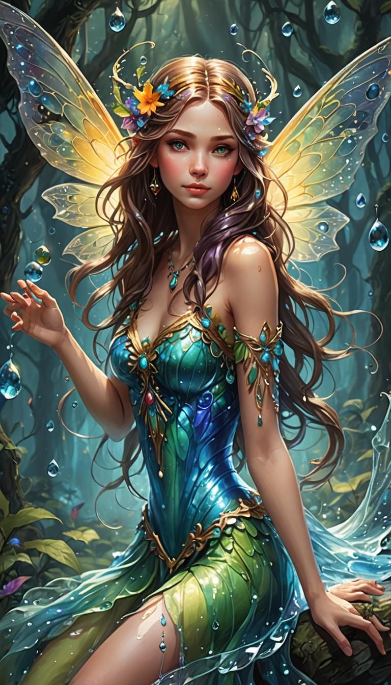 Ethereal Fairy with Diamond Wings Illustration