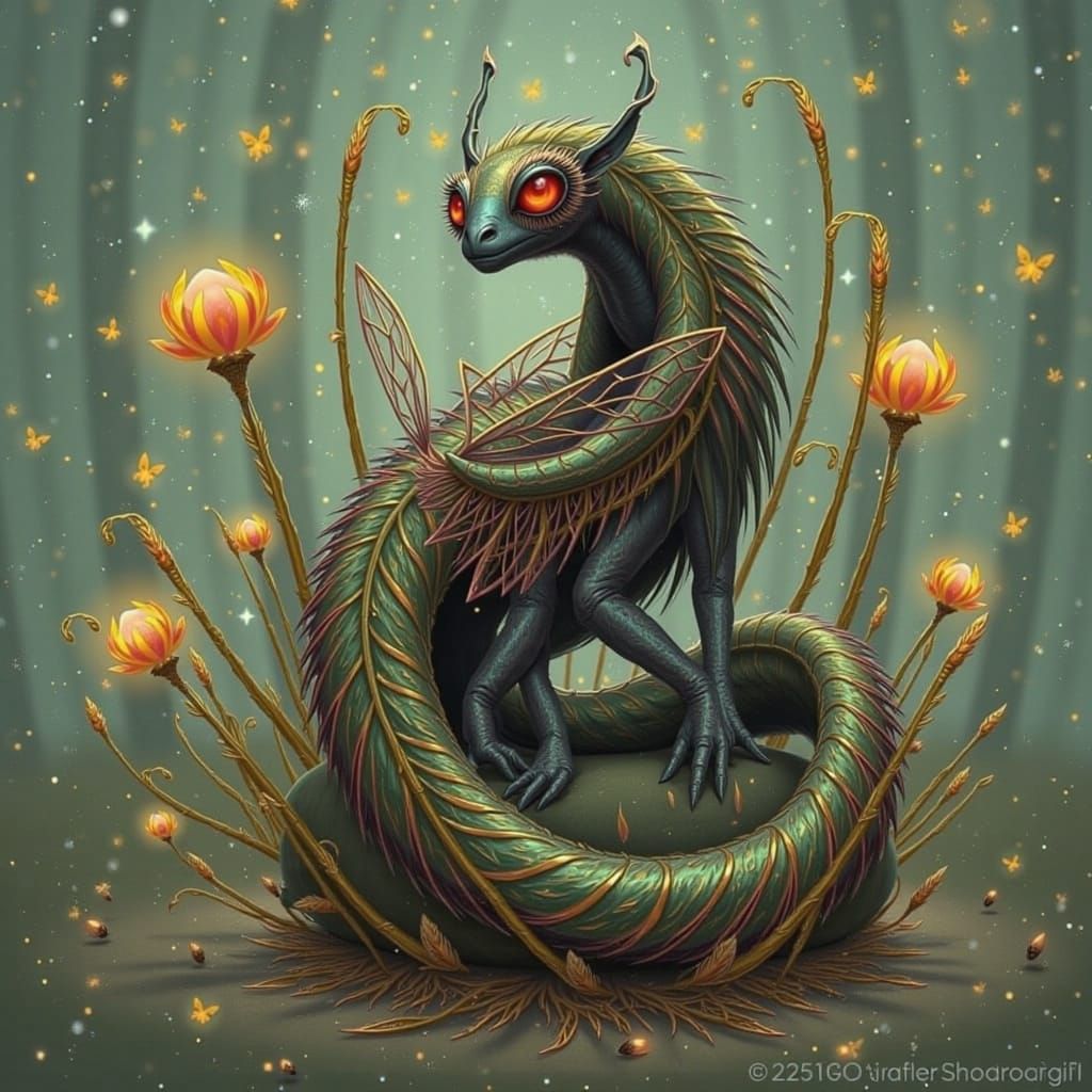 Whimsical Forest Creature with Iridescent Fur