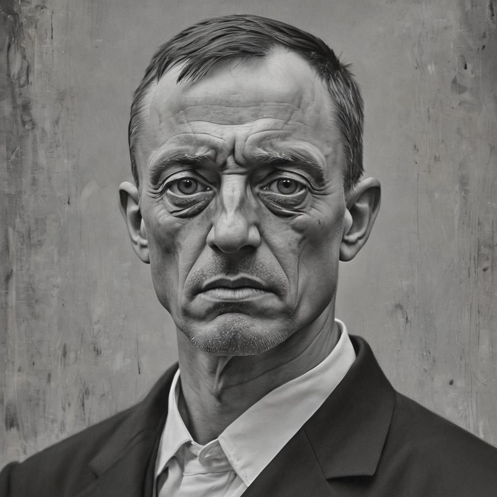 Monochrome Portrait of a Contemplative Thinker