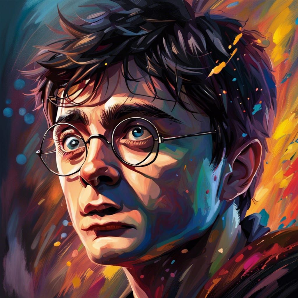 Hyperrealistic Harry Potter Portrait with Colorful Accents