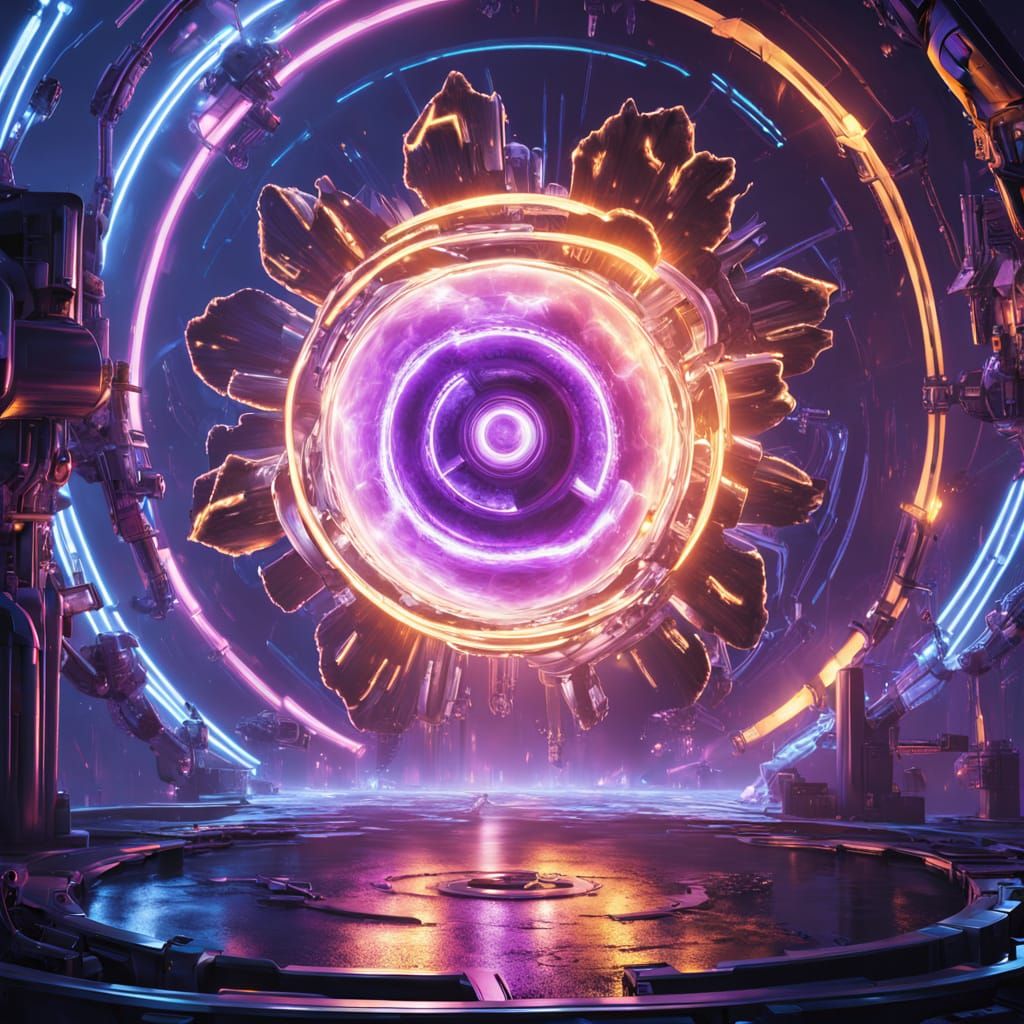 Cyberpunk Reactor Core in Neon Hues