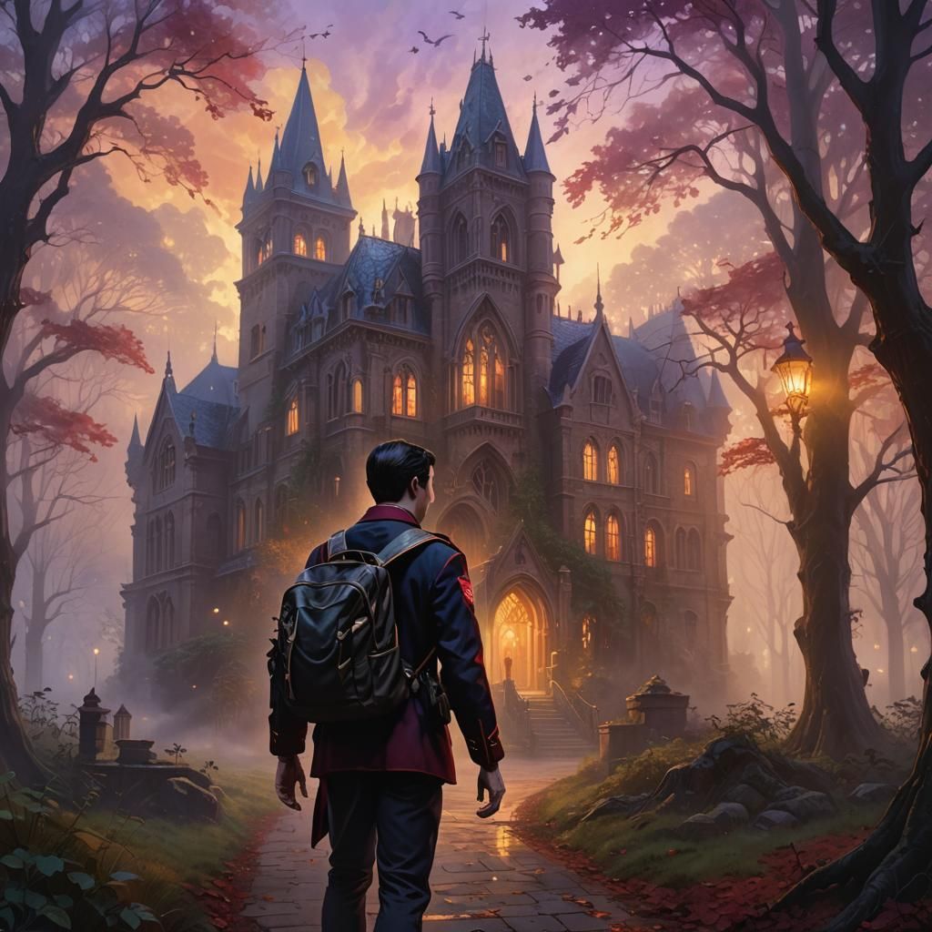 Vampire Student Walks Home in Ethereal Forest