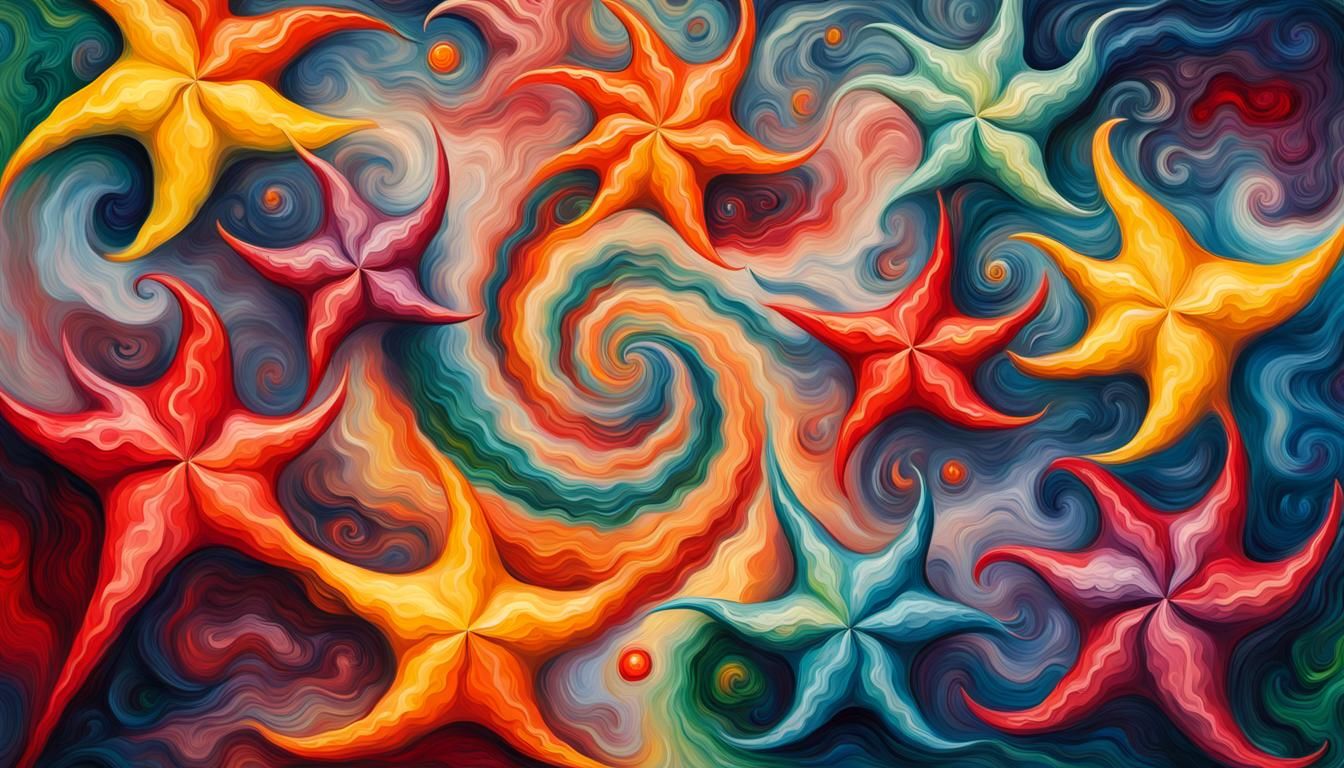 Jelly Stars Swirling in Maelstrom, Impasto Oil Painting