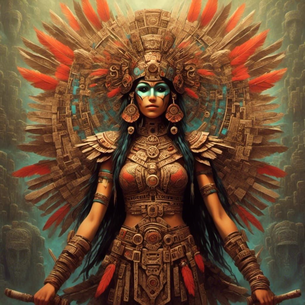 Striking Aztec Goddess Digital Art