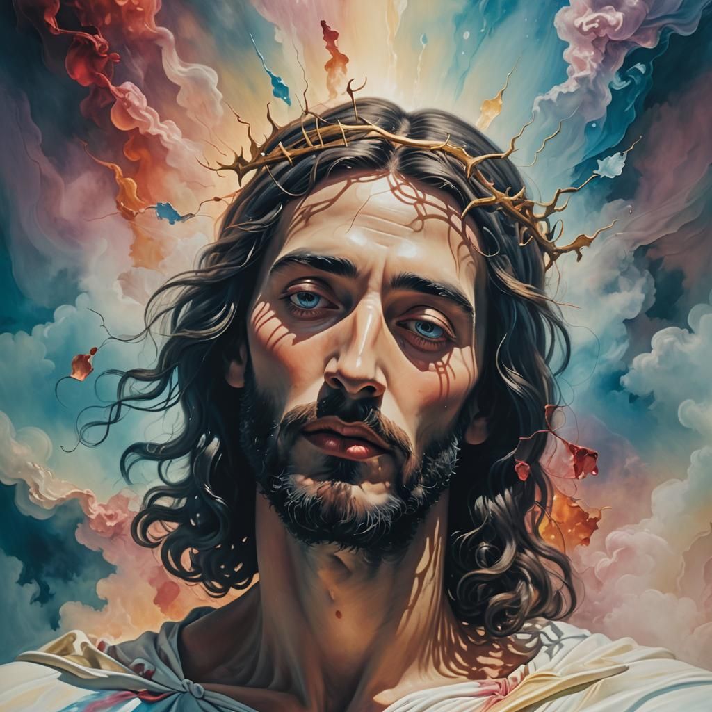 Surreal Christ Portrait in Dream Haze