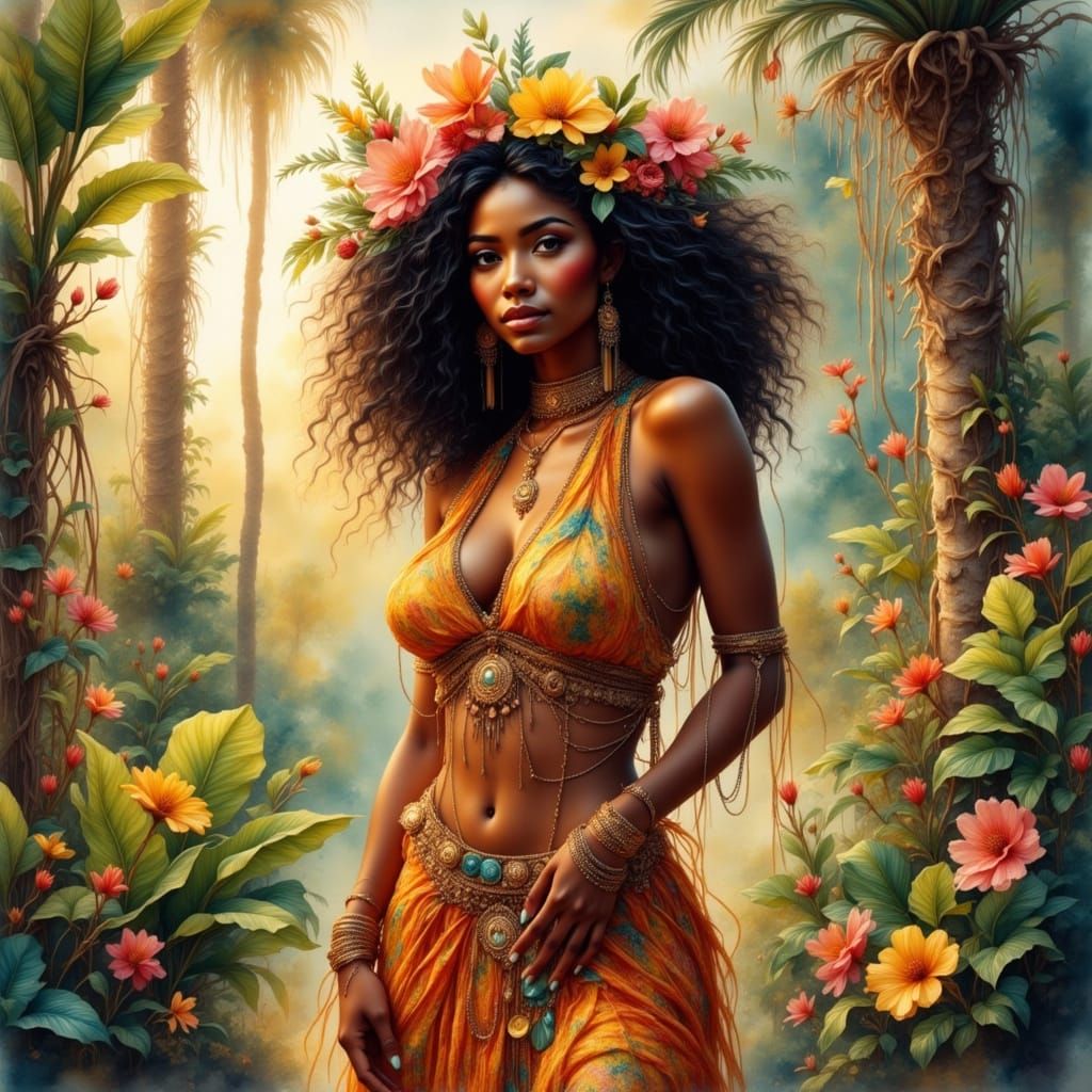 Jamaican Woman in Tropical Paradise
