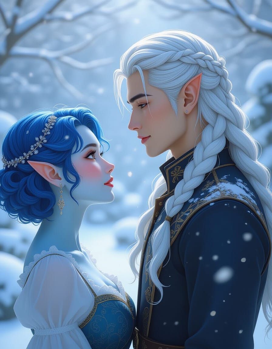 Enchanted Elf and Asian Man Portrait, Hyperdetailed Art