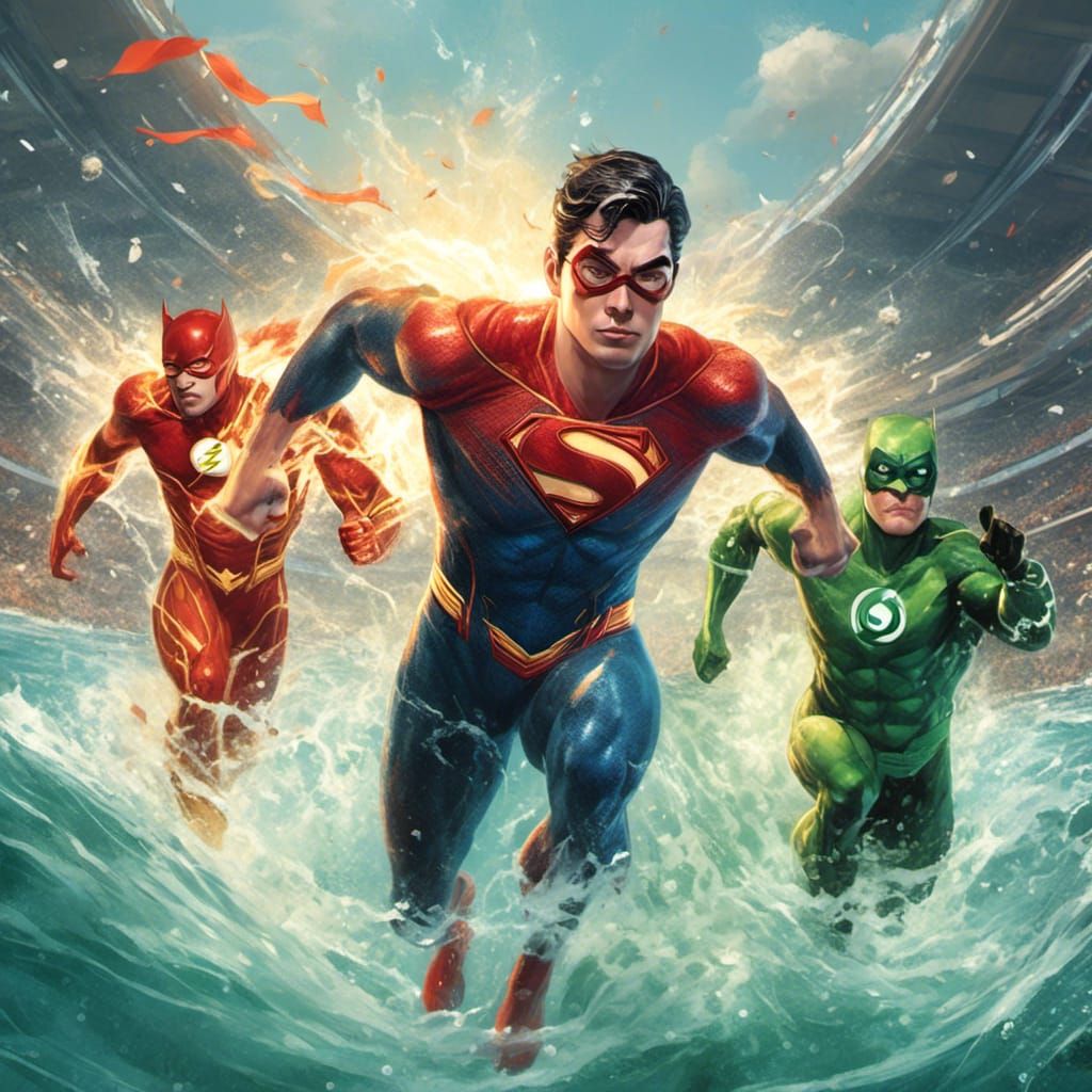 DC Superheroes Compete in Olympic Swimming Relay