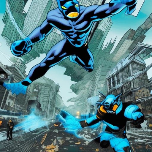 Pest Control Man vs Blue Beetle: Comic Art