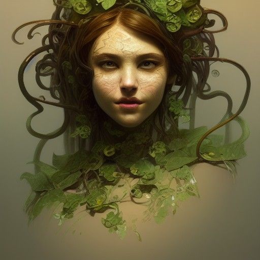 Pumpkin Vine Monster Portrait in Hyperdetailed Digital Art