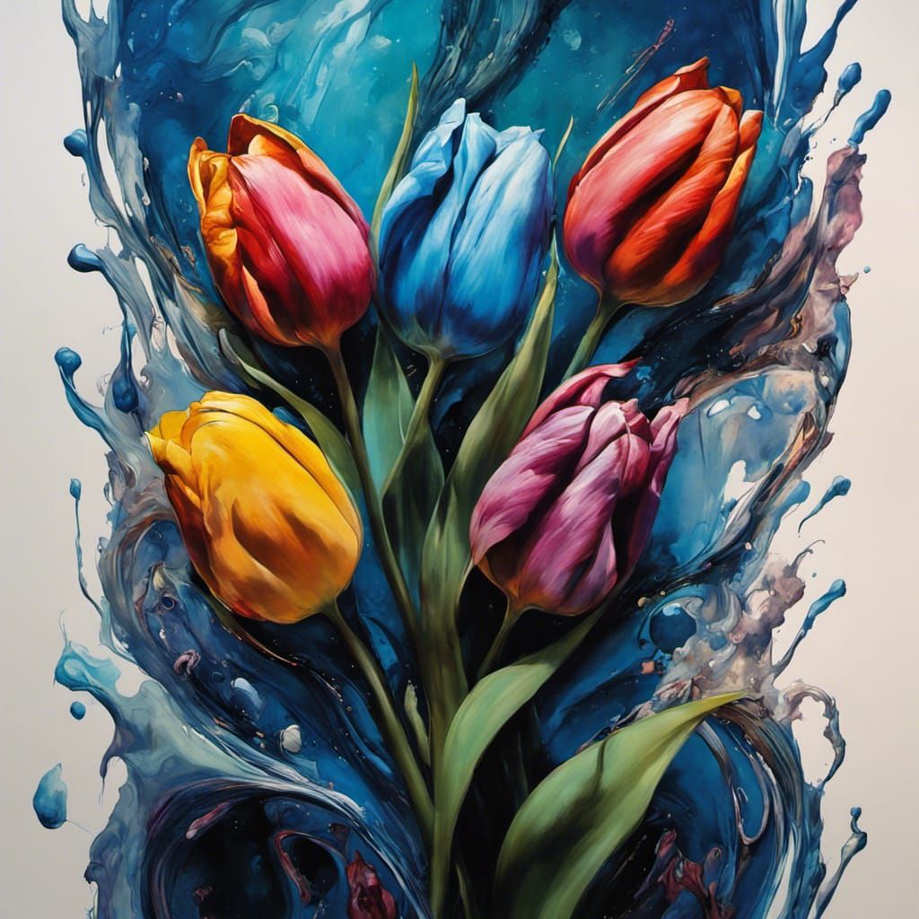 Cosmic Tulips: A Hyperdetailed Digital Illustration