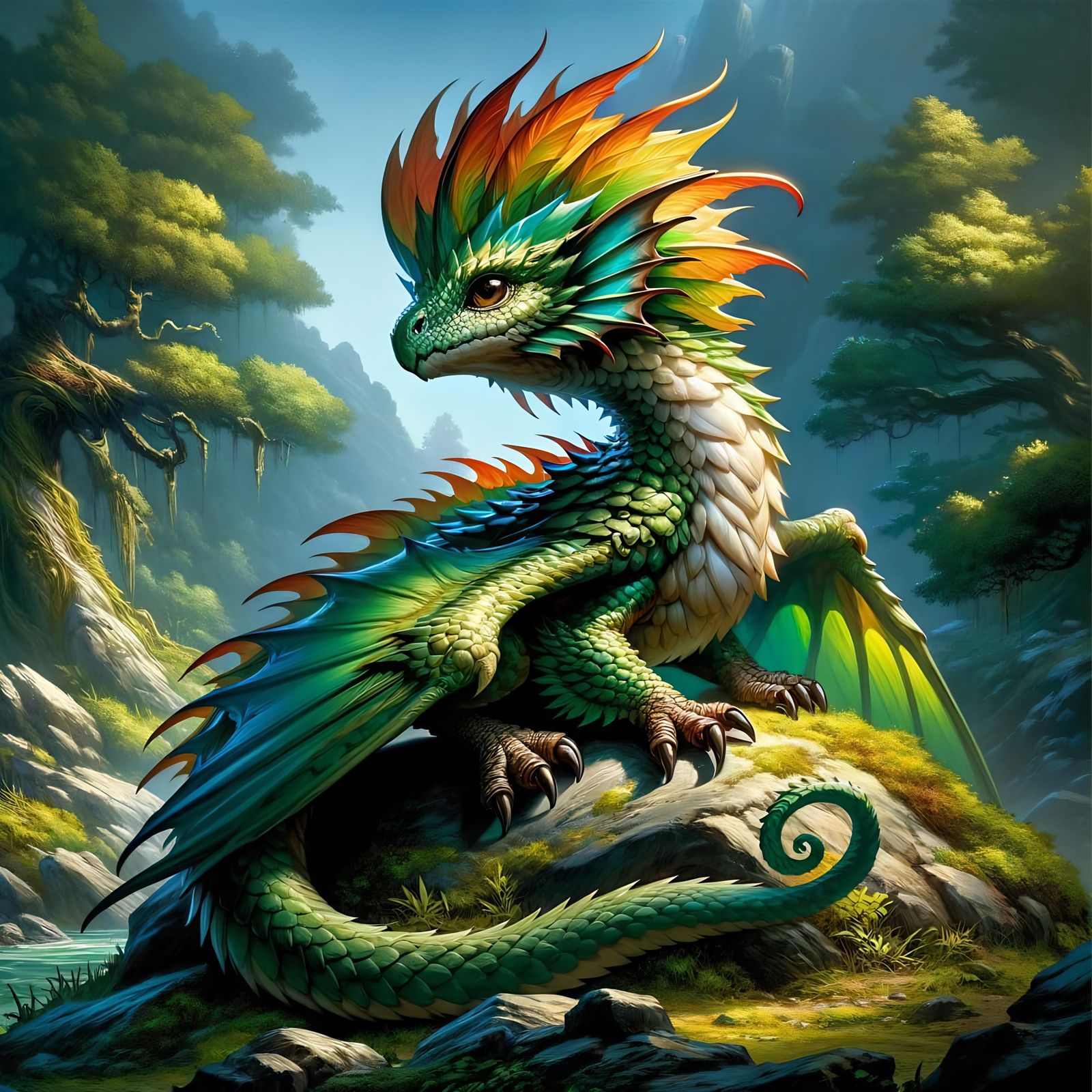 Crested Felldrake in Temperate Forest