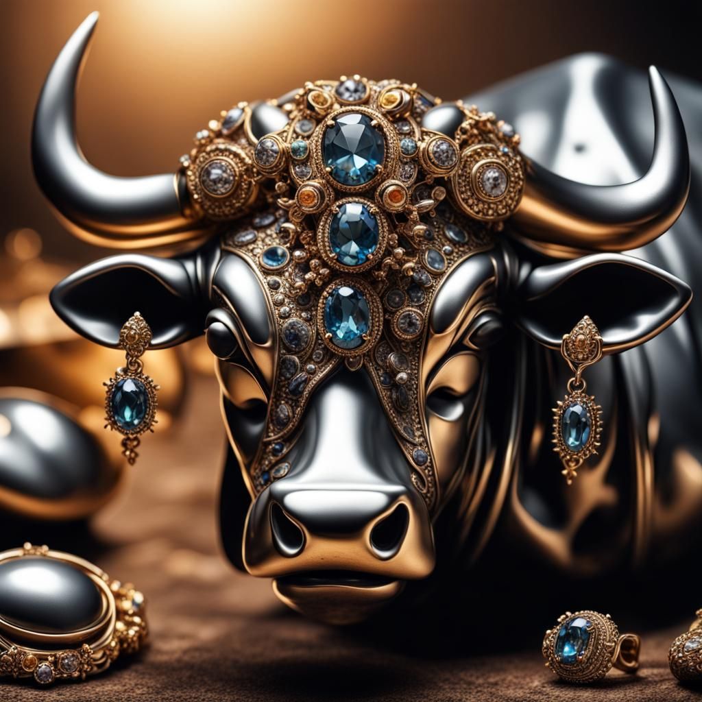 Exquisite Bull and Cow Gemstone Jewelry