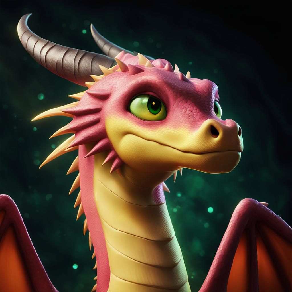 Vibrant Cartoon Dragon Shines in Golden Light