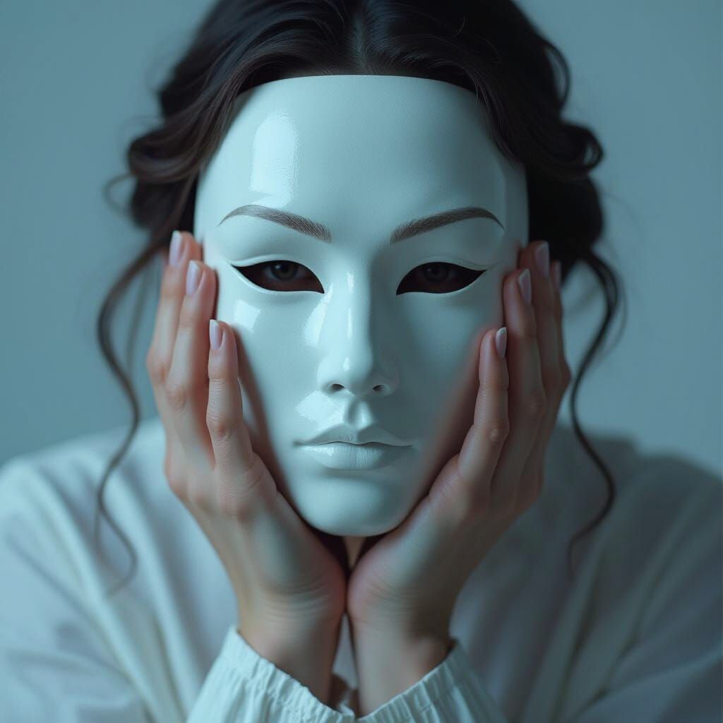 Dramatic Theatrical Mask in Moody Lighting