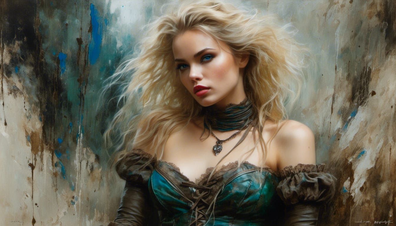 Glamorous Woman in Latex Corset: Fantasy Portrait