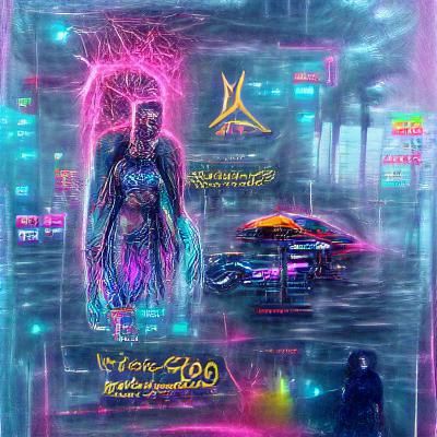Cyberpunk Tree of Life Chakra in Neon Style