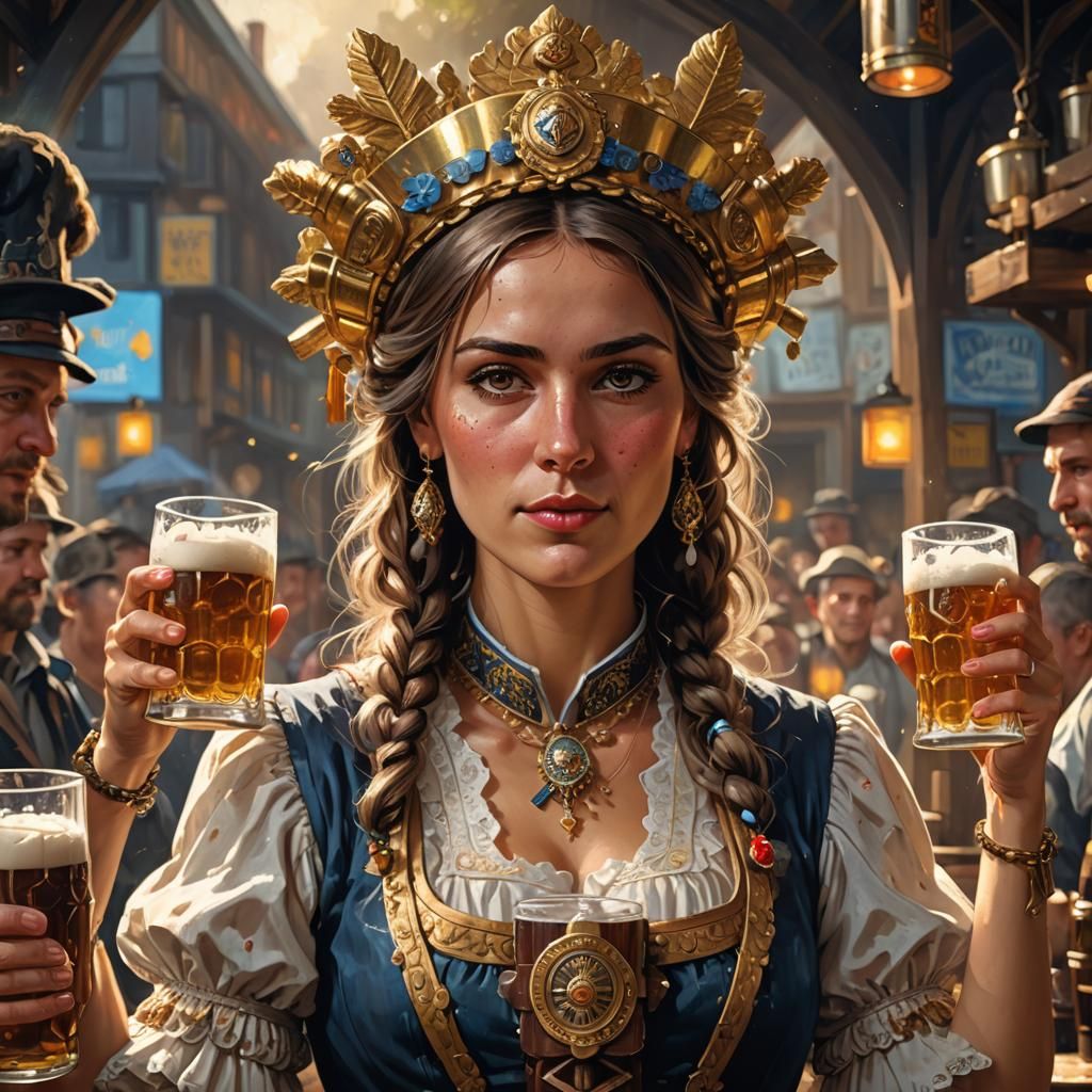 St. Pauli Girl Portrait in Oil Painting Style