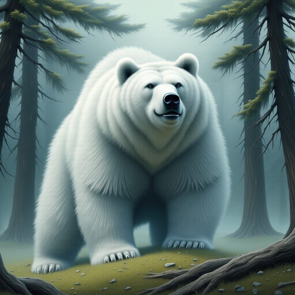 Majestic Shirokuma in a Serene Japanese Forest