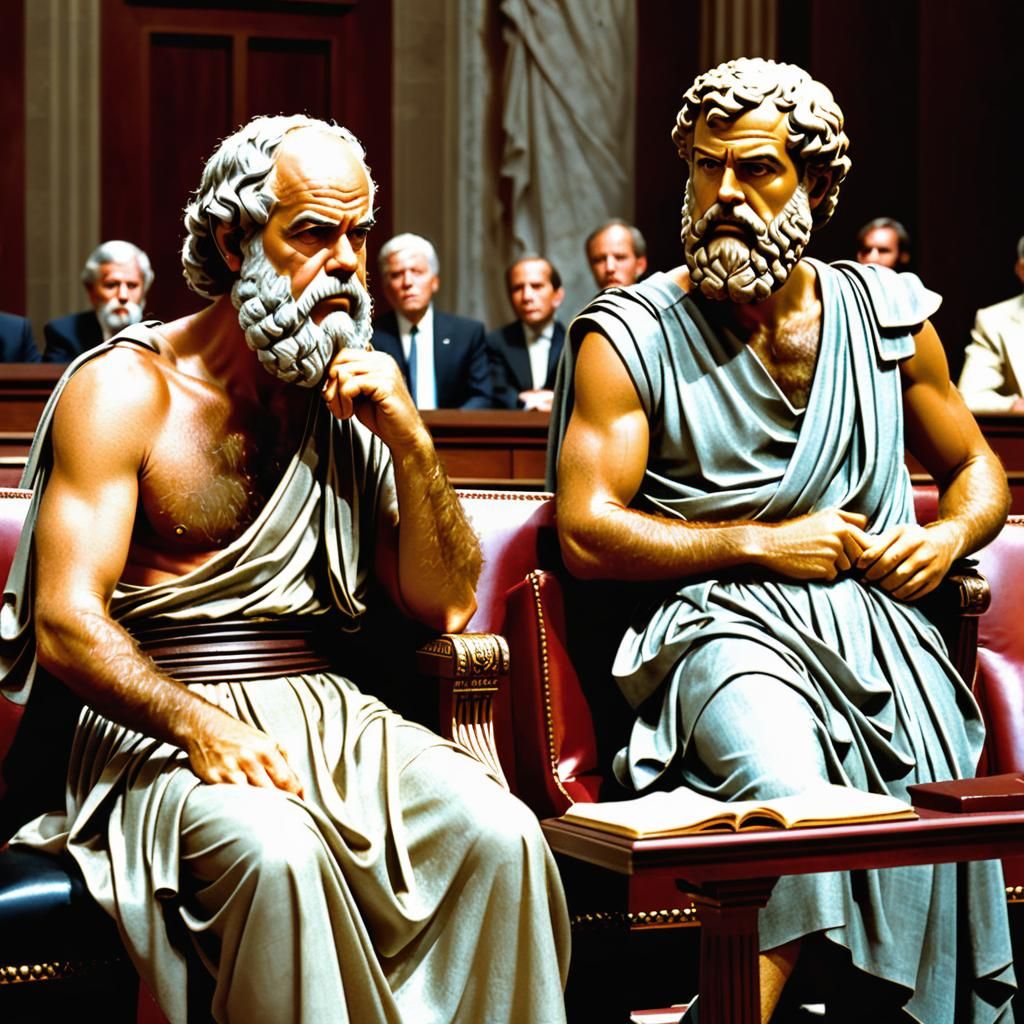 Socrates and Plato Confused in Senate Meeting