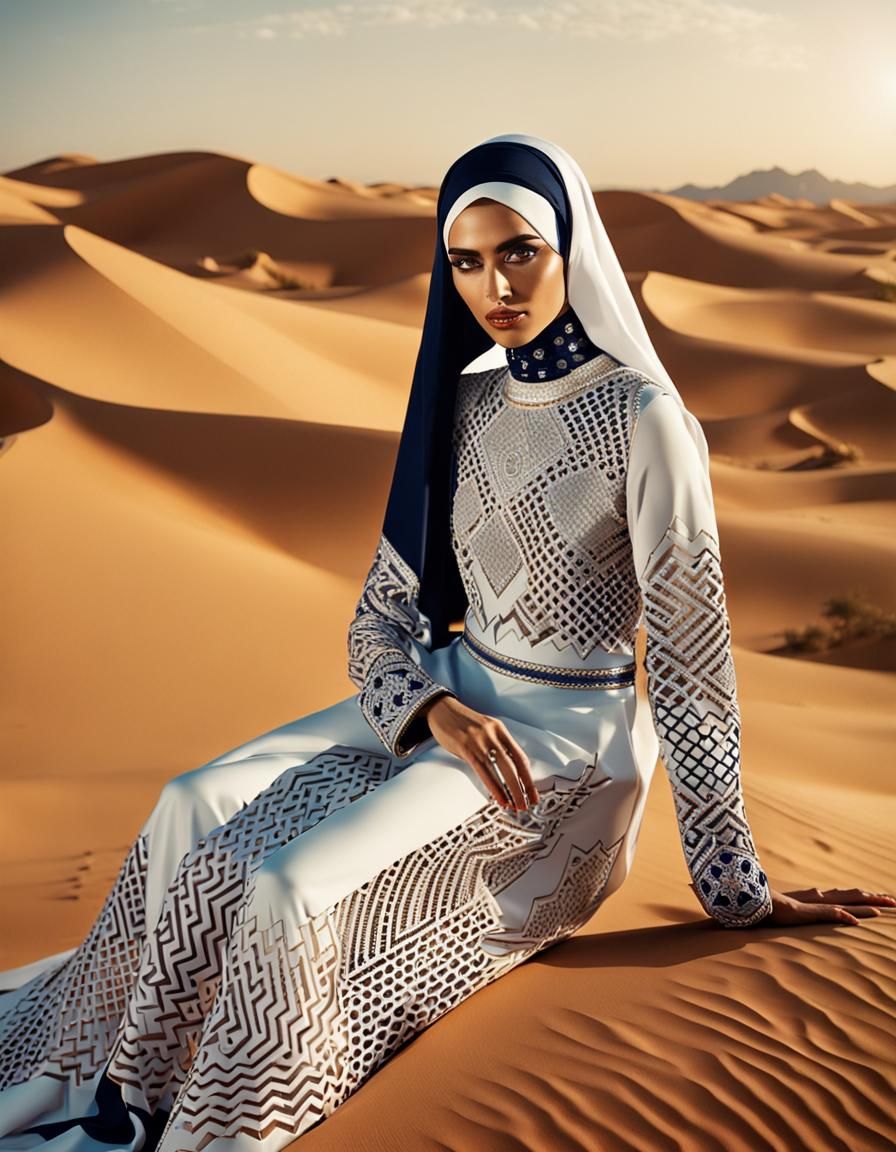 Futuristic Arab Woman in 3D Printed Dress
