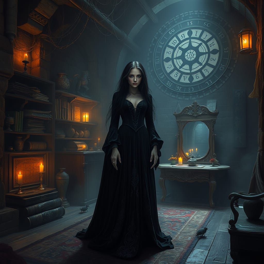 Mystical Witch's Lair in a Haunting Ancient Tower