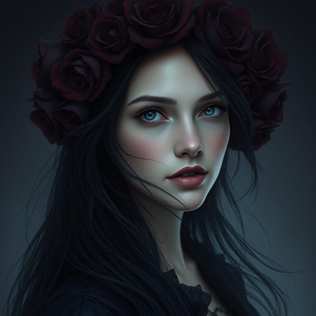 Enigmatic Beauty in Velvety Shadows