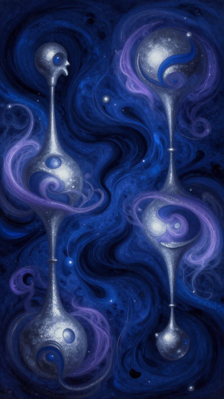 Surreal Dreamscape of Swirling Blue Forms