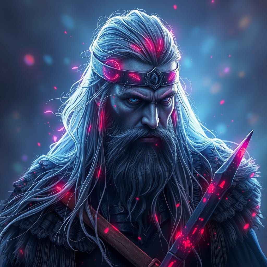 Ethereal Viking Warrior in Hyperrealistic Splash Art