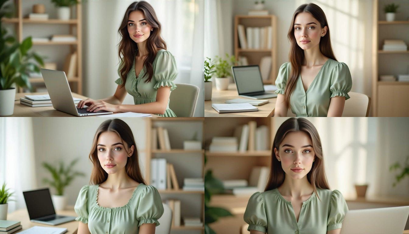 Focused Woman Learning in Modern Home Office