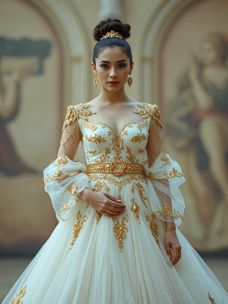 Elegant Haute Couture Goddess in Vignette