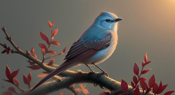Nightingale's Sunrise Song: Digital Illustration
