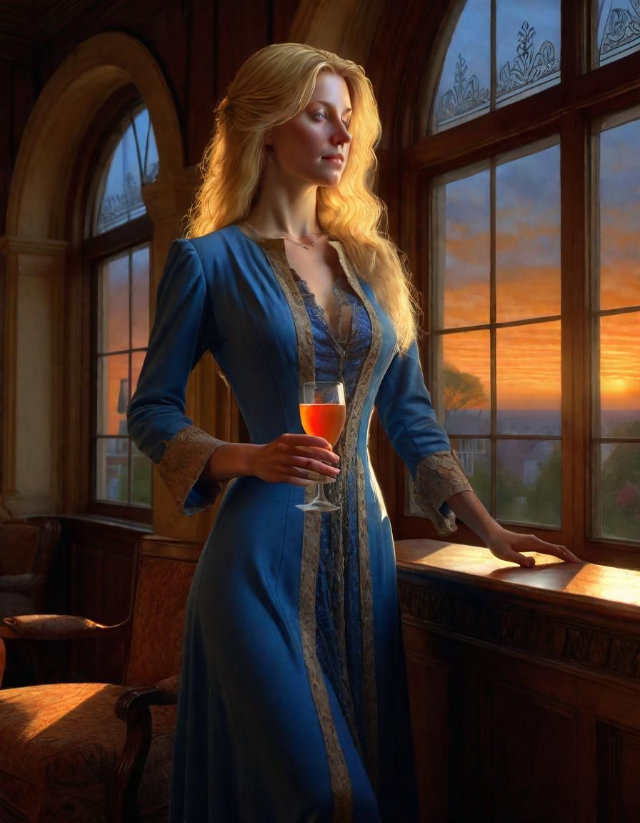 Renaissance-Style Portrait of a Woman in Parlor