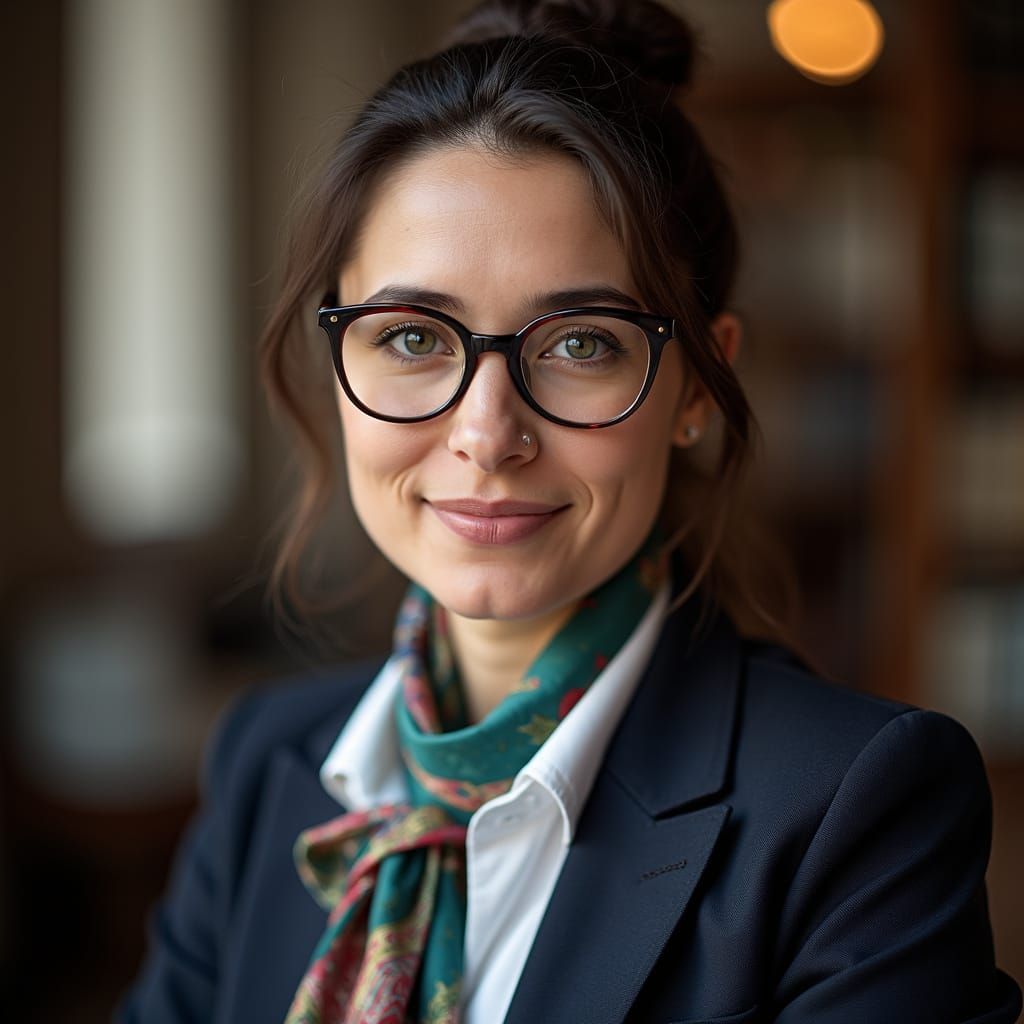 Distinguished Professor Portrait with Soft Bokeh Lighting