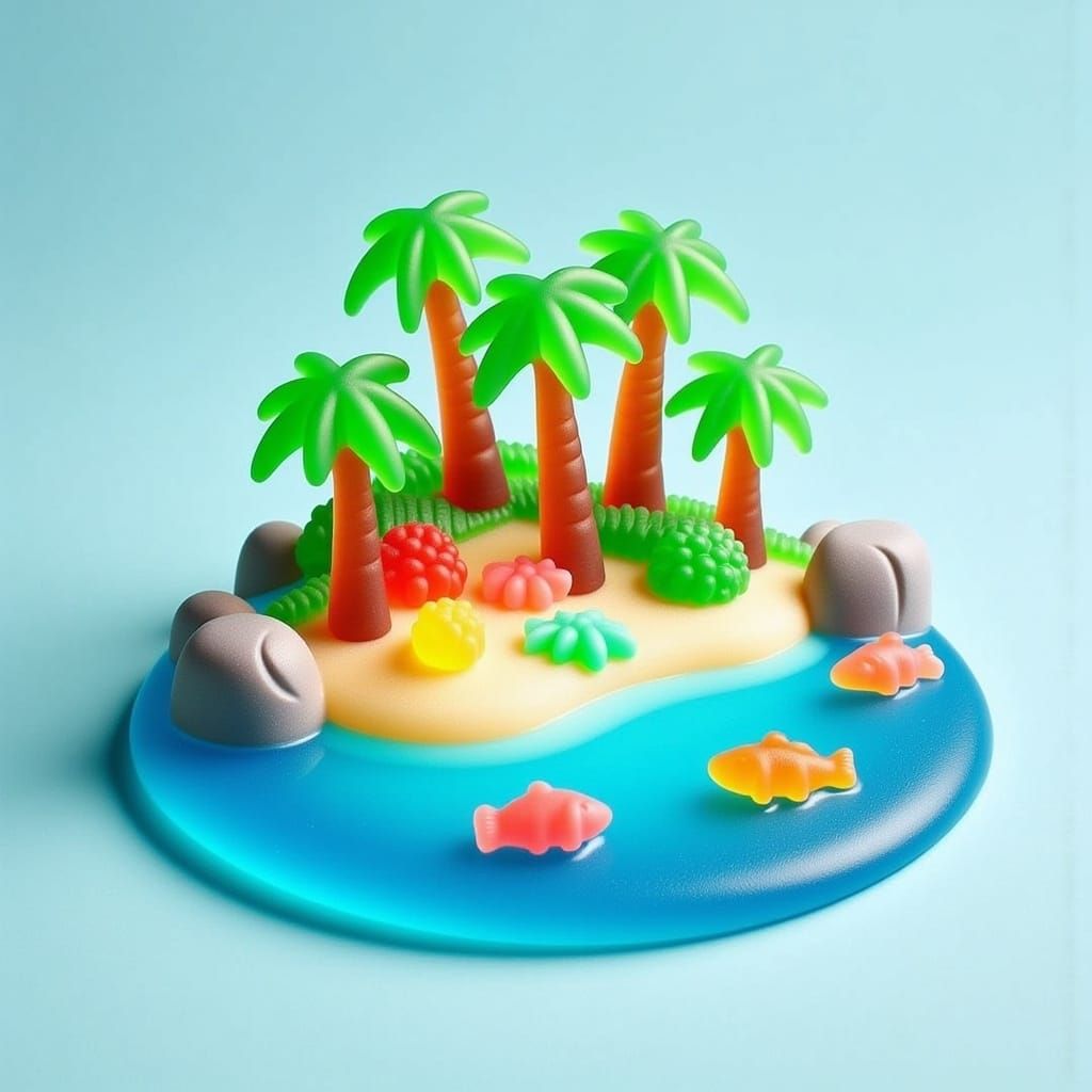 Tropical Gummy Island in Blue Lagoon