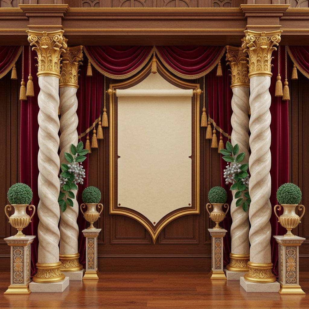 Ornate Torah Celebration Invitation Frame with Marble and Ve...