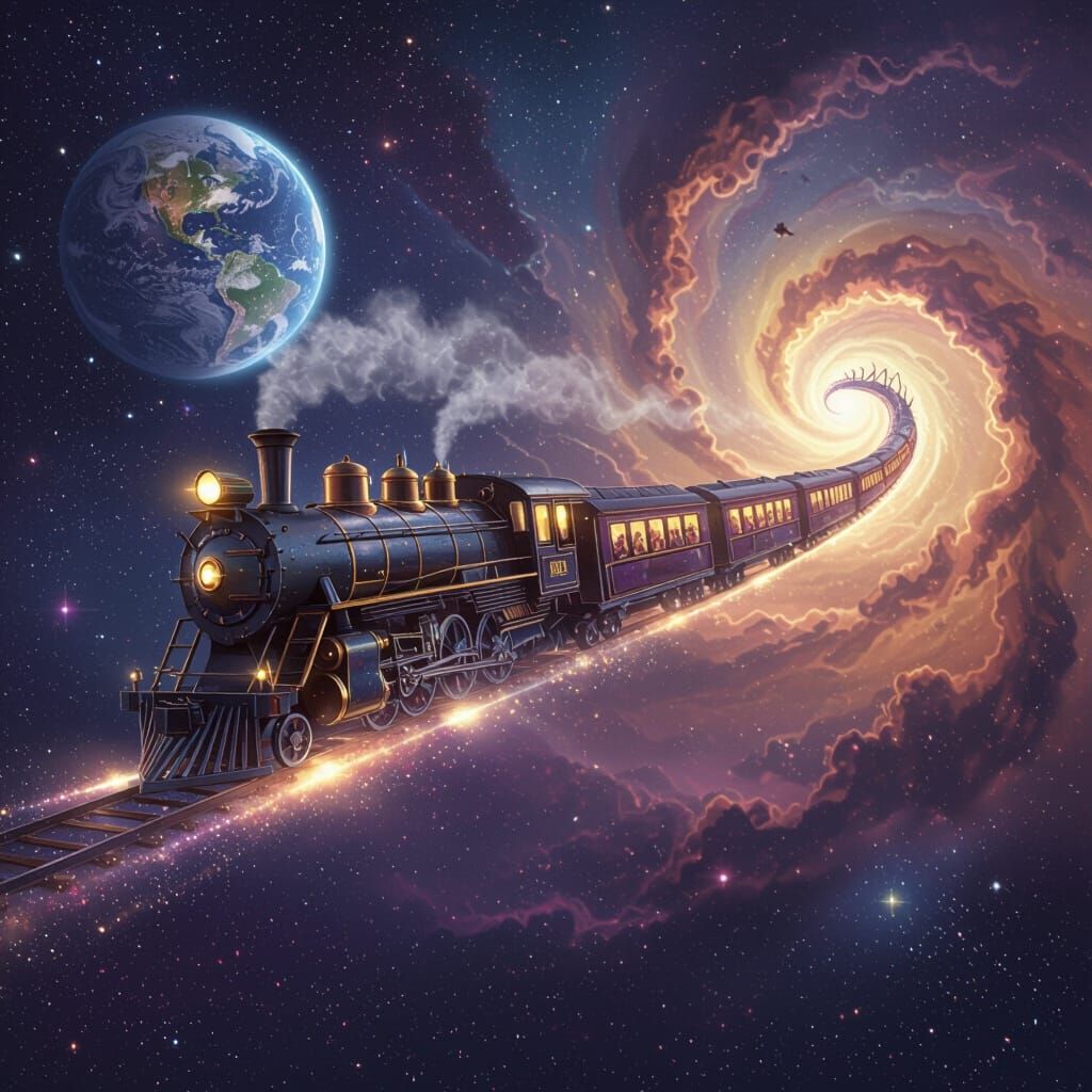 Celestial Dragon Train Soars Through Galaxy