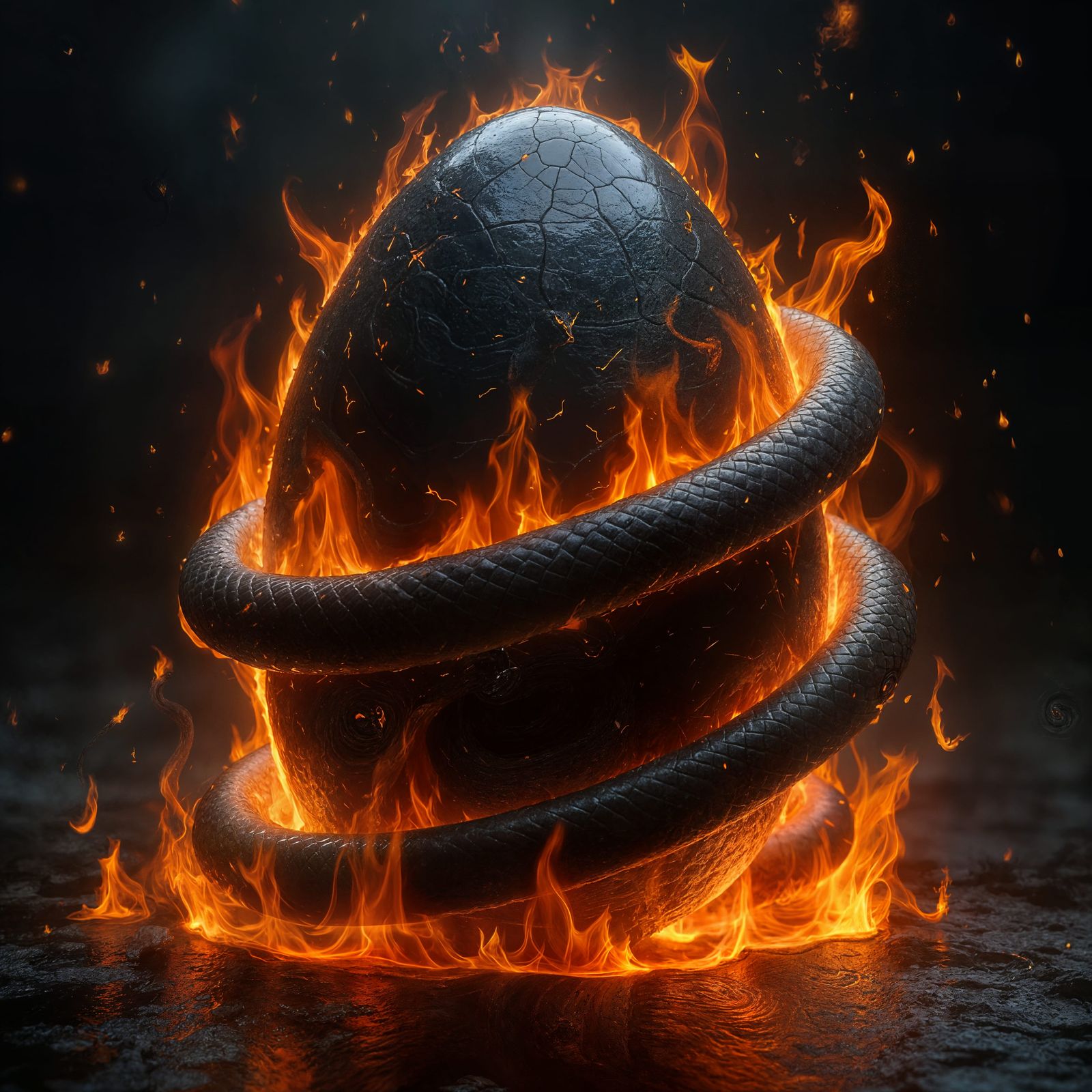 Serpent in Dark Fiery Blaze