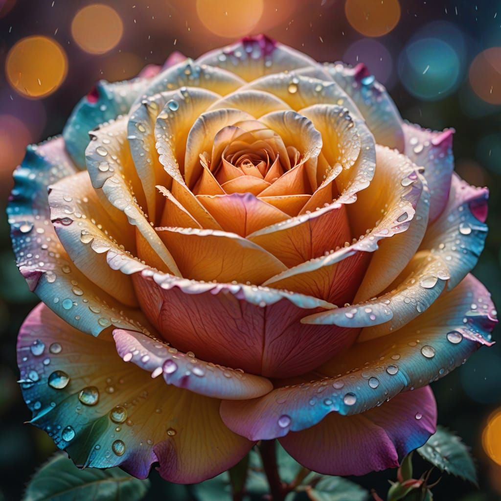 Surreal Macro Rose in Vibrant Golden Light
