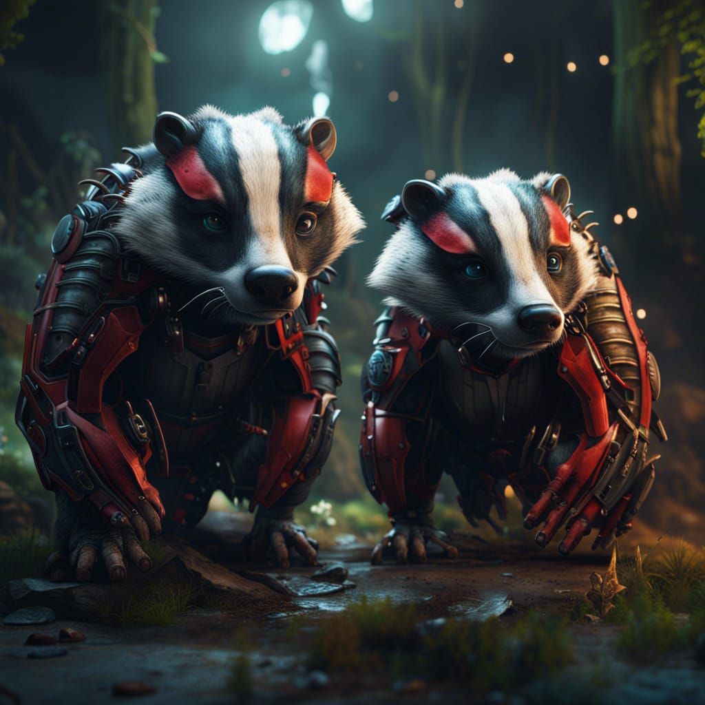 Bionic Badgers Telepathy: Detailed Fantasy Art