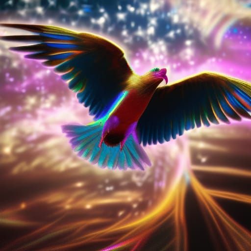 Astral Free Bird: Holographic Cosmic Illustration