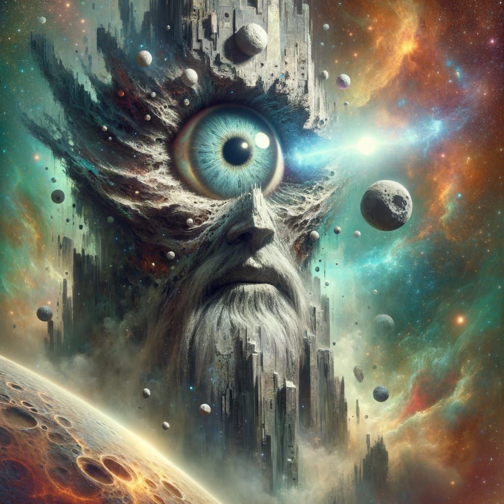 Ancient Cyclops Guardian of Shattered Moon in Cosmic Style