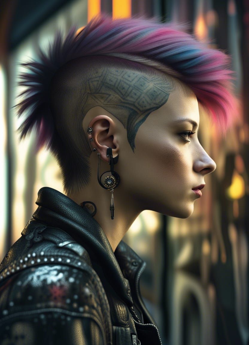 Detailed Grunge Style Punk Girl Profile Photo