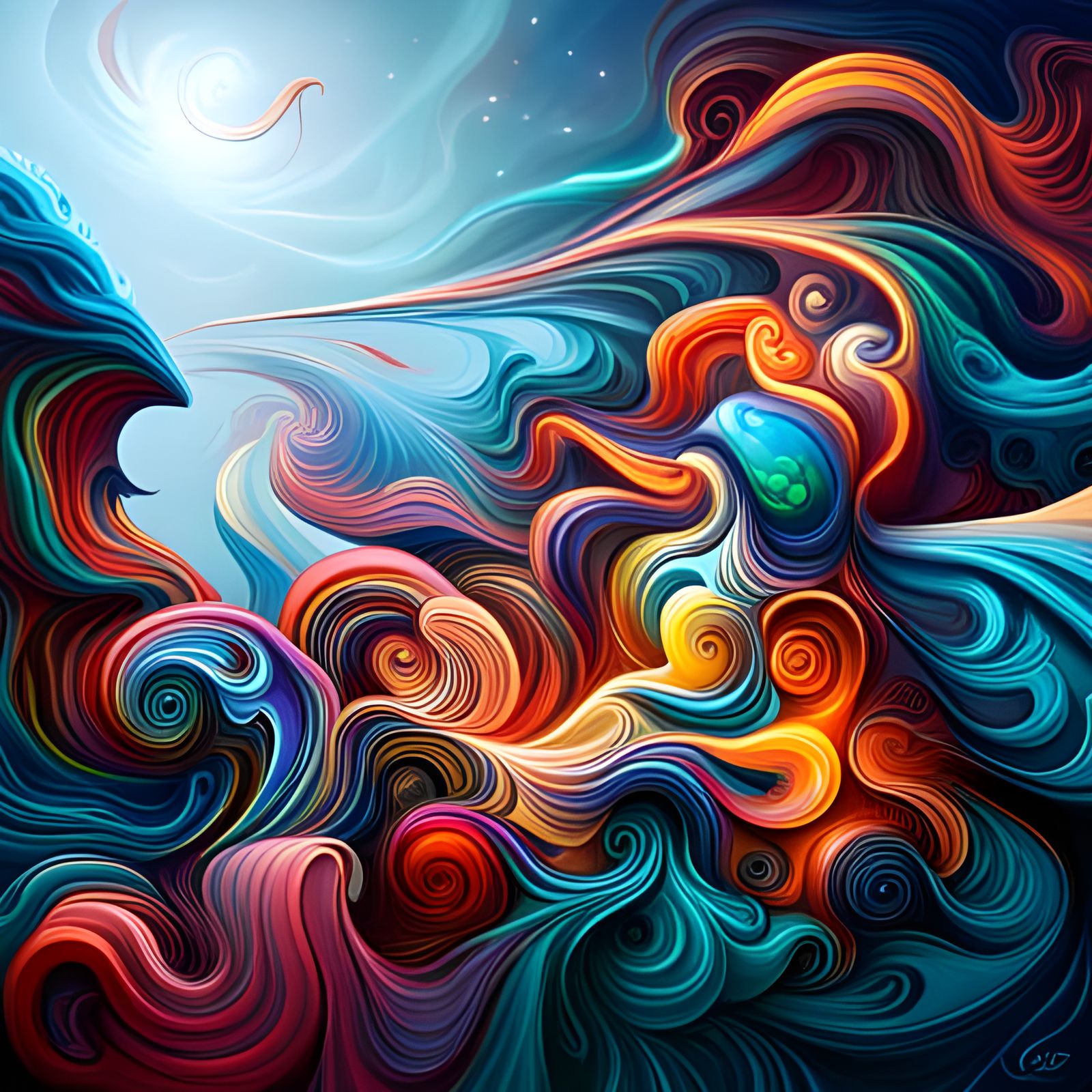 Colorful Swirling Clouds in Graffiti Art Style