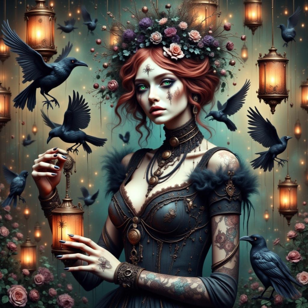 Fairy Witch's Mystical Seance in Synthwave Style