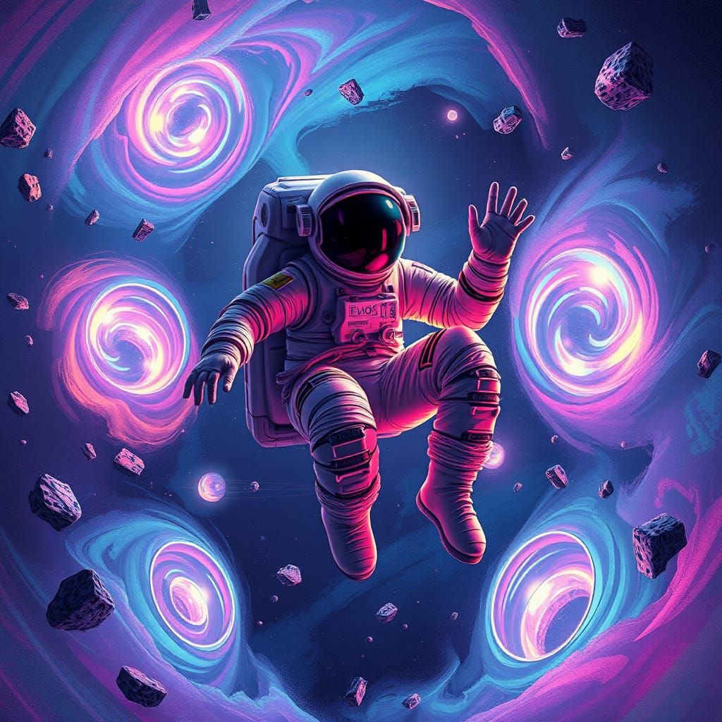 Astronaut in Multidimensional Space Art