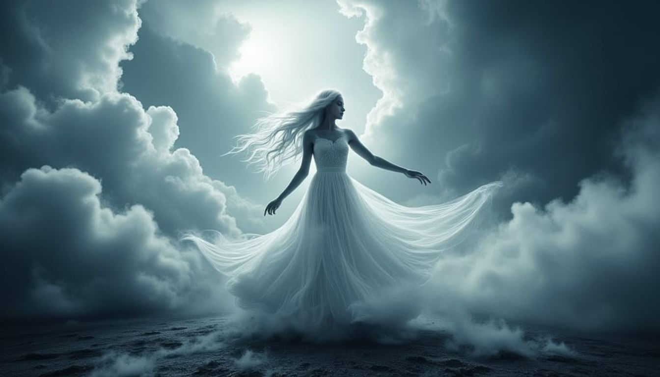 Ethereal Dancer in Stormy Skies