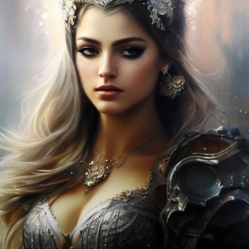 Silver Suit Portrait in Hyperrealistic Splash Art